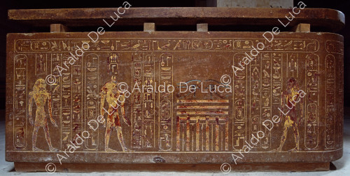 Sarcophagus of Thutmosis III: Qebehsenuef, Anubis, Hapy and false eyes