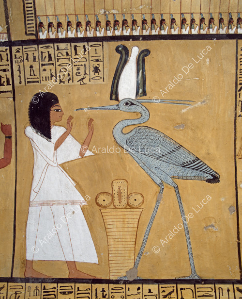Inherkau worshipping in front of the Benu bird.