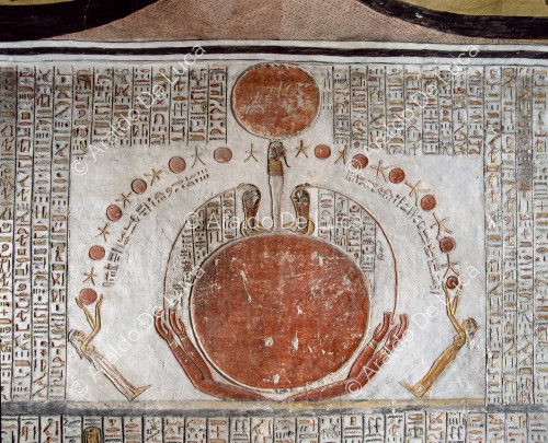 Book of the Earth: mummy of the sun god and scene symbolising time