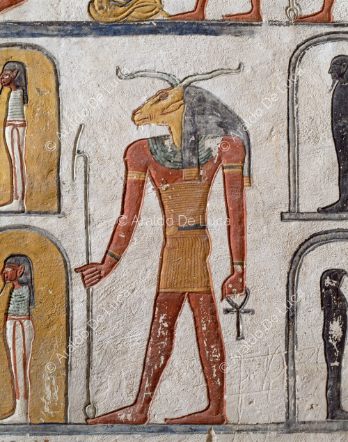 Book of the Earth: god with ram's head among divine burials