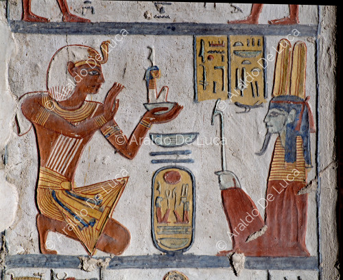Ramses VI. bietet Amunet die Maat an