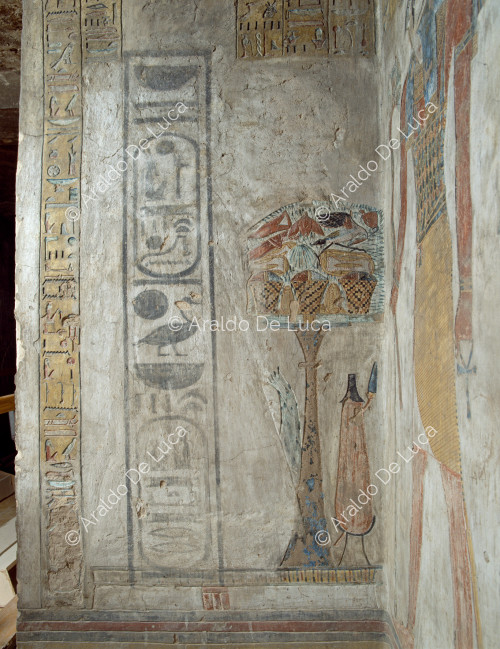Fresque avec table d'offrandes et cartouches de Sethnakht