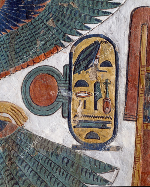 The cartouche of Nefertari in the wings of Maat