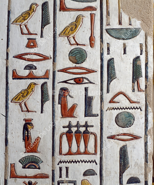 Detalle del texto de saludo de Neith a Nefertari