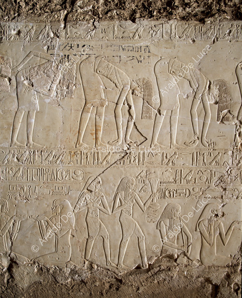 Bailarines, músicos y cantantes durante la ceremonia del primer festival Sed de Amenhotep III.