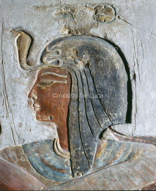 Detalle de Ramsés III ofreciendo incienso a Ptah-Sokar-Osiris y realizando libaciones