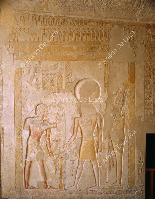 Ramesse IX ante Ra-Horakhty y Osiride