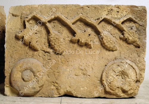 Stone relief with vine shoots and clusters