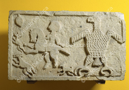 Relief with hunting scene with falcon