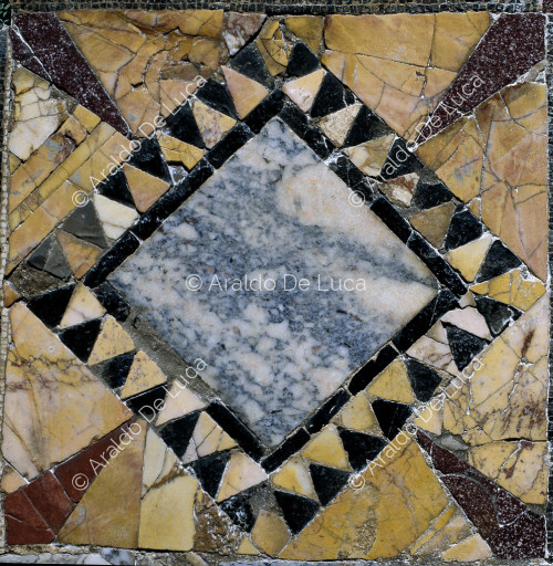Gladiator mosaic. Square with geometric motif. Detail