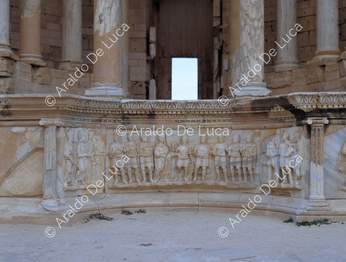 Roman Theatre of Sabrata. Frieze in the orchestra