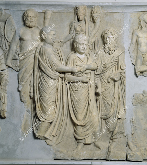 Friso del arco de triunfo del emperador Septimio Severo. Detalle con Geta y Caracalla