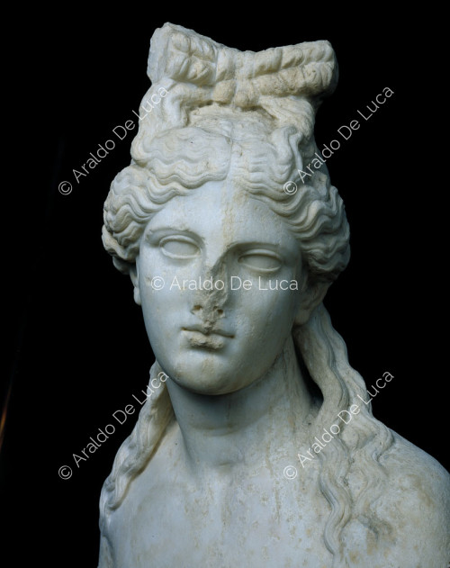 Statue en marbre de Vénus au Bain. Détail de l'œuvre