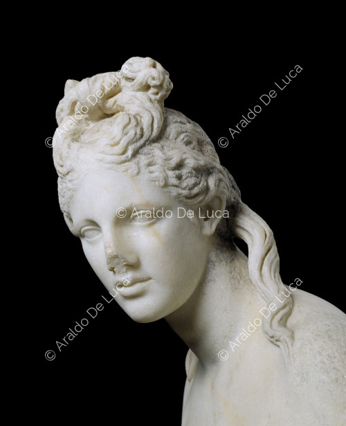 Estatua en marmol de la Venus Capitolina. Detalle
