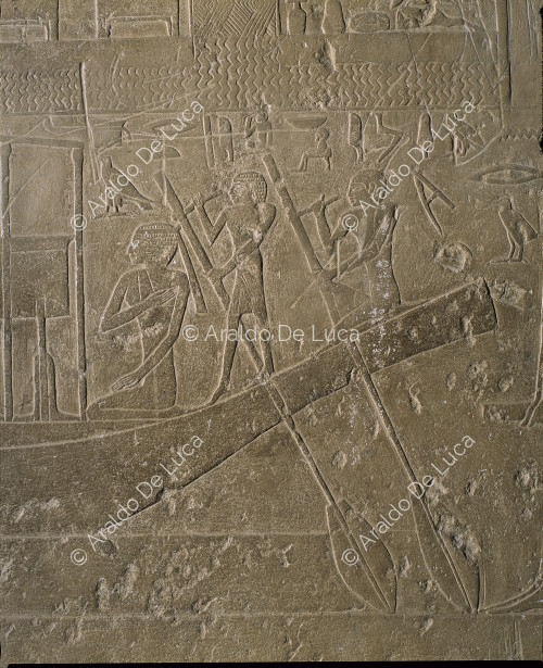 Bateau avec sarcophage de la procession funéraire du mastaba de Qar