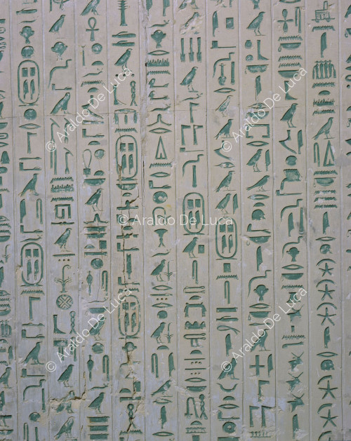Wandinschrift. Detail einer Hieroglyphe