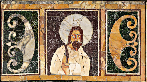 Carré avec portrait viril (Christ ou Philosophe) - Opus Sectile de Porta Marina, particulier