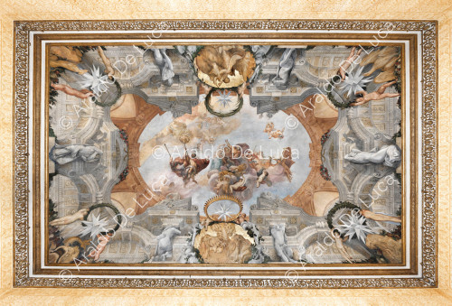 Techo pintado de la Sala de Romolo - La Apoteosis de Romulus