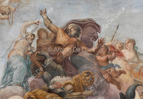 Giove circondato da divinità romane e putti - L'Apoteosi di Romolo, particolare
