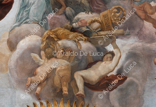 Cherubs leading in heaven the roman insignia - The Apotheosis of Romulus, detail