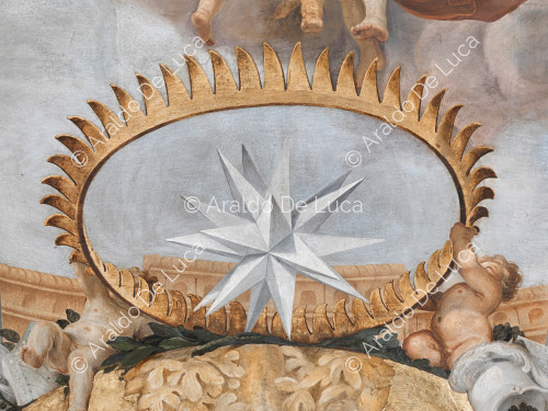 Cherubs sustaining the heraldic star Altieri - The Apotheosis of Romulus, detail