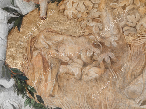 Rómulo y Remo amamantados por la loba - La Apoteosis de Romulus, particular