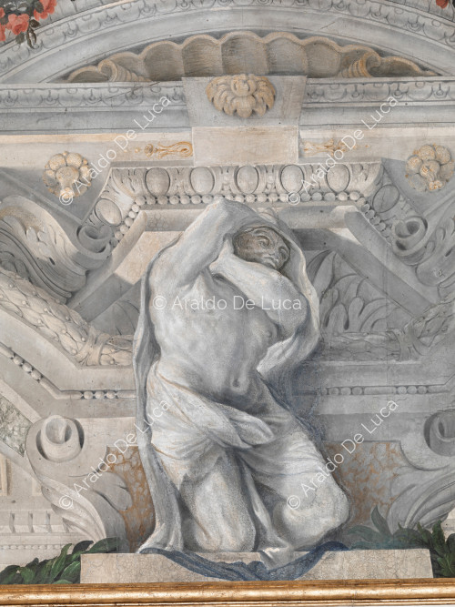 Cadre architectural et décoratif avec Atlas - L'Apothéose de Romulus, partculier