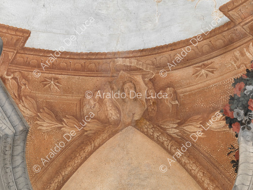 Detail of the architectural and decorative frame - The Apotheosis of Romulus, detail