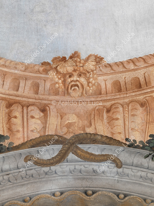Detalle del marco de arquitectónico y decorativo - La Apoteosis de Romulus, particular