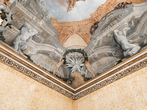 Particolare del soffitto affrescato della Sala di Romolo - L'Apoteosi di Romolo, particolare