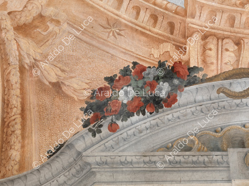 Detalle del marco de arquitectónico y decorativo - La Apoteosis de Romulus, particular
