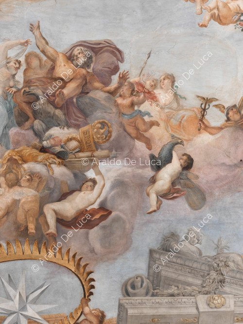 Jupiter entouré de dieux romains et angelots - L'Apothéose de Romulus, partculier