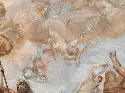 Cupid, cherub with laurel crown, Romulus and Venus - The Apotheosis of Romulus, detail