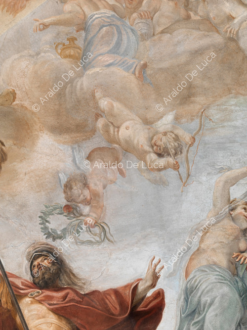 Cupidon, angelot avec couronne de laurier, Romulus et Vénus - L'Apothéose de Romulus, partculier