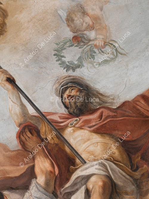 Rómulo y amorcillo con corona de laurel - La Apoteosis de Romulus, particular