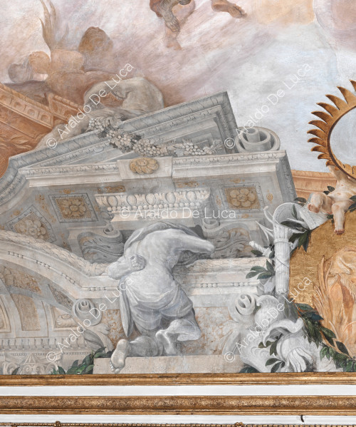 Cadre architectural et décoratif avec l'allégorie de l'Automne et Atlas - L'Apothéose de Romulus, partculier