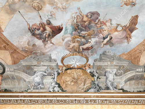 Detalle techo pintado de la Sala de Romolo - La Apoteosis de Romulus, particular