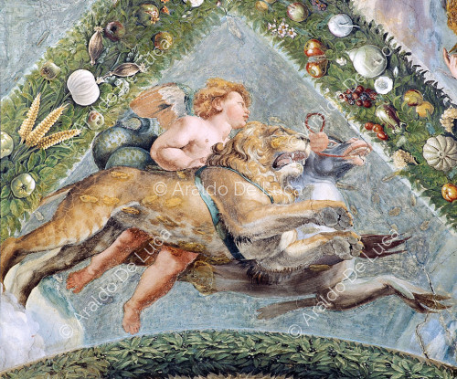 ' Love on the Chimera ' lunette detail. Loggia of Psyche.