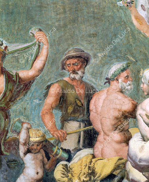 Das Hochzeitsmahl. Detail mit Herkules und Vulkan