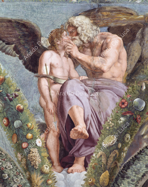 Love and Jupiter ' detail of the lunette. Loggia of Psyche.