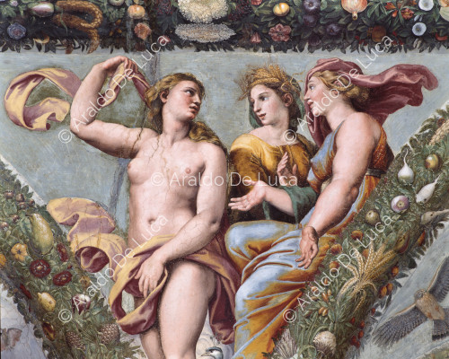 Venus in conversation with Ceres and Juno ' lunette. Loggia of Psyche.