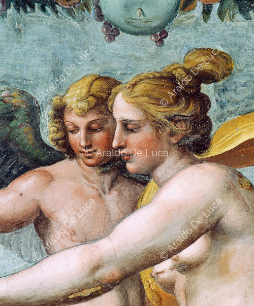 Venus und Amor. Detail der Lünette ' Venus befiehlt Amor, Psyche mit einem Pfeil zu erschießen'. Loggia der Psyche.