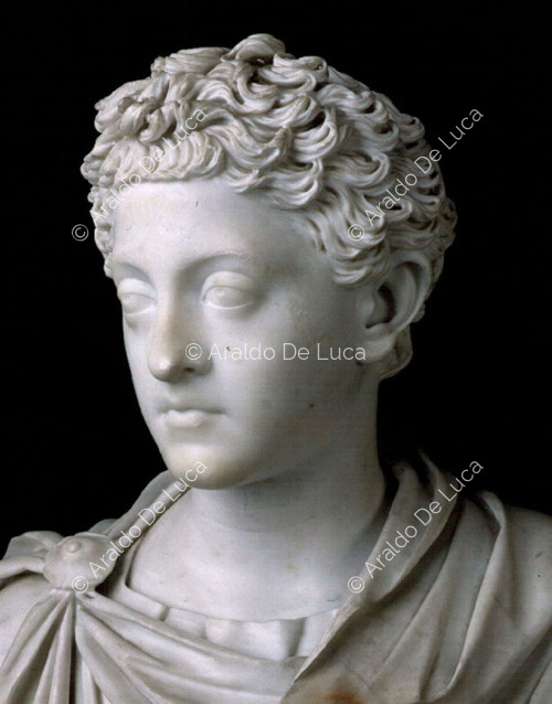 Bust of a young Commodus. Detail of the face