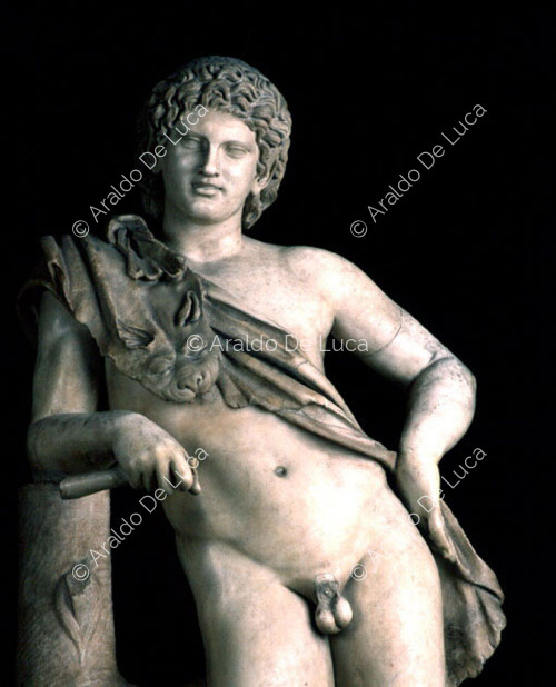 Statue eines Satyrs. Büste Detail