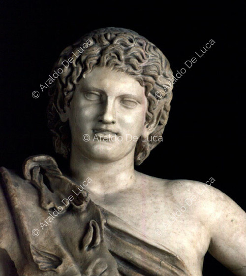 Estatua de Sátiro. Detalle del busto