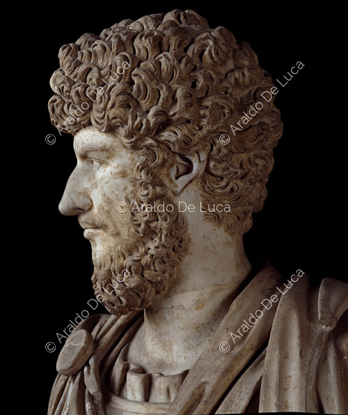 Buste de Lucius Verus, détail du visage