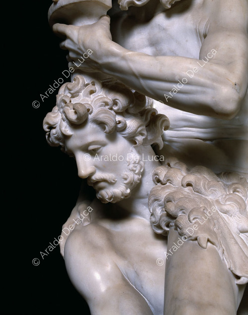 Aeneas, Anchises und Ascanius. Detail mit dem Kopf des Aeneas