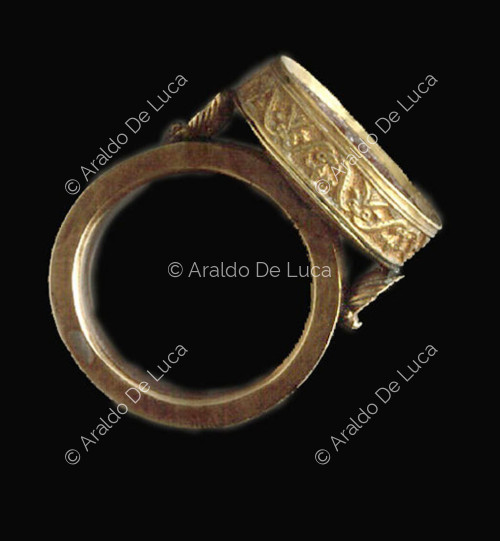 Ring with animal heads. Detail