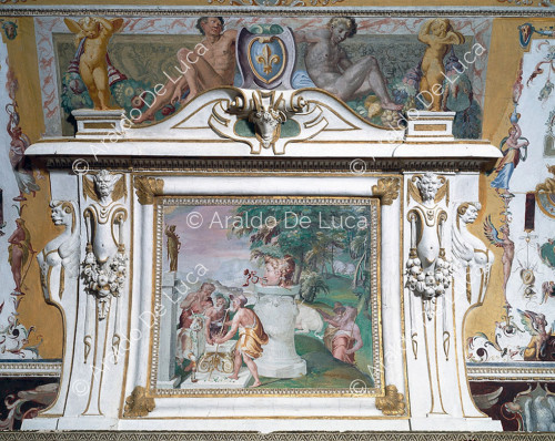 Kiosk mit Opferszene für Apollo, Diana, Ceres und Bacchus