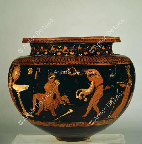 Vase decorated with red figures